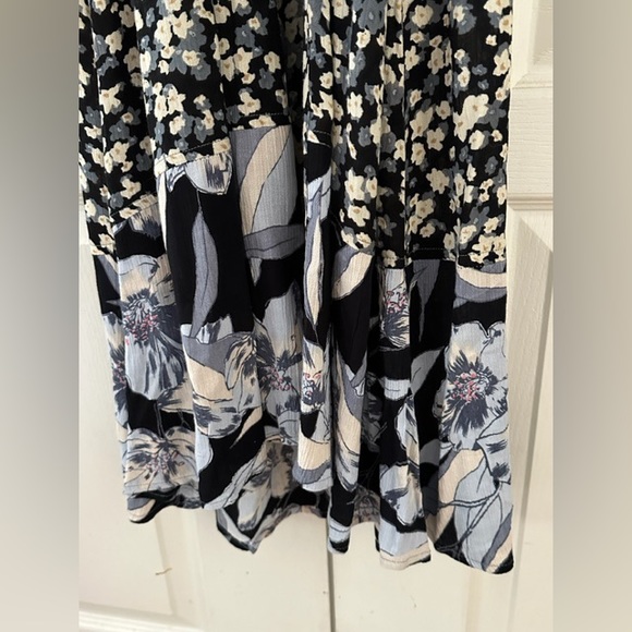 Billabong Button-Up Maxi Dress XS Black Floral Tie Waist Long Sleeve - Picture 6 of 12